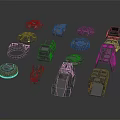 Detailed Mechanical Scene Components With Various Shapes And Metal Textures
