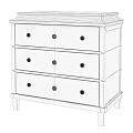 Classic White Three Drawer Dresser With Metal Knobs And Straight Legs 3d model