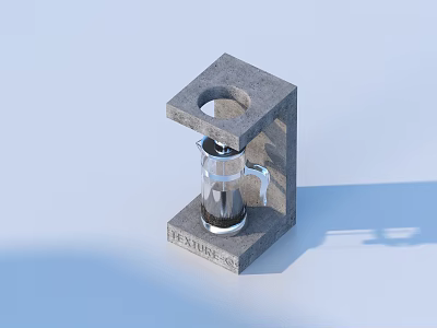 Practical Household Coffee Pot With Sturdy Concrete Stand For Daily Life Use 3d model