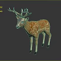 Realistic 3D Deer Model with Orange Fur White Spots and Antlers on Dark Background