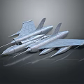 Silver Streamlined Aircraft Models with Geometric Patterns on Dark Background with Reflective Surface 3d model