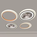 Modern Round Ceiling Lights With Lunar Pattern And Illuminated LED Ring Design 3d model
