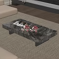Modern Beige Sofa and Marble Coffee Table Set with Magazines Fruits Tray and Glass Cups