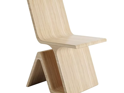 Wooden Leisure Chair Modern Minimalist Design With Unique Geometric Base Light Wood Finish Ergonomic Seating 3d model