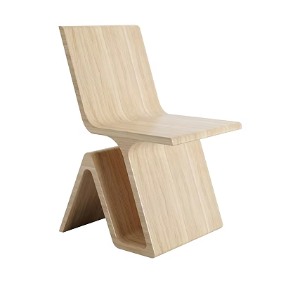 Wooden Leisure Chair Modern Minimalist Design With Unique Geometric Base Light Wood Finish Ergonomic Seating 3d model