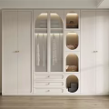Modern White Wardrobe Featuring Glass Doors Drawers And Open Shelves