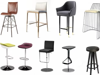 Assorted Modern Bar Stools With Multiple Styles Materials And Colors For Home 3d model