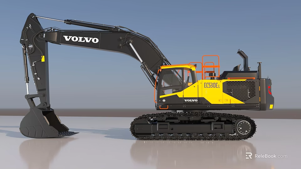 Volvo EC550EL Crawler Excavator With Yellow Black Exterior And Tracks 3d model 