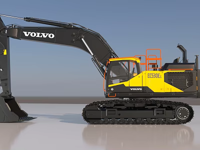 Volvo EC550EL Crawler Excavator With Yellow Black Exterior And Tracks 3d model