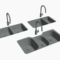 Modern Black Stainless Steel Kitchen Sinks With Faucets And Double Bowls Design