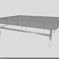 Silver Metallic Functional Table With Multiple Compartments And Glass Lower Shelf For Home Use 3d model