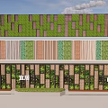 Vertical Garden Building Facade Design With Lush Green Plants And Wooden Elements