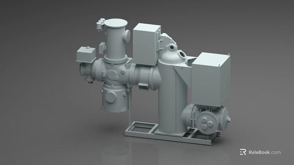 Industrial Equipment Featuring Metal Motor Casing Base Frame And Mechanical Components 3d model 