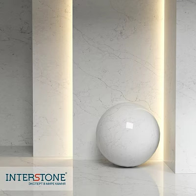 Circular Marble Sphere Component On White Marble Walls With Lighting Accents 3d model