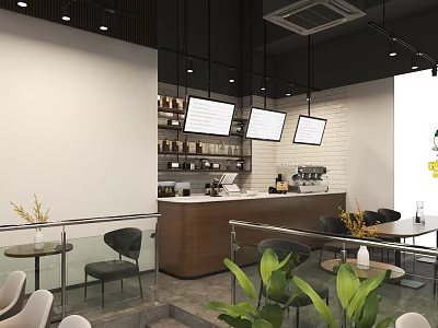 Milk Tea Shop Dessert Shop Door Head Restaurant Exclusive Shop Franchise 3d model