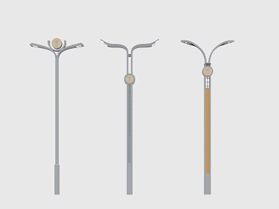 Stylish Modern Outdoor Lights With Various Pole Designs And Decorative Lamp Heads 3d model