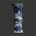 Blue and White Vase Showcasing Detailed Plant Motifs and Classic Art Design