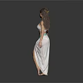 Elegant Female Character Design With White Long Dress And Blue Accessories