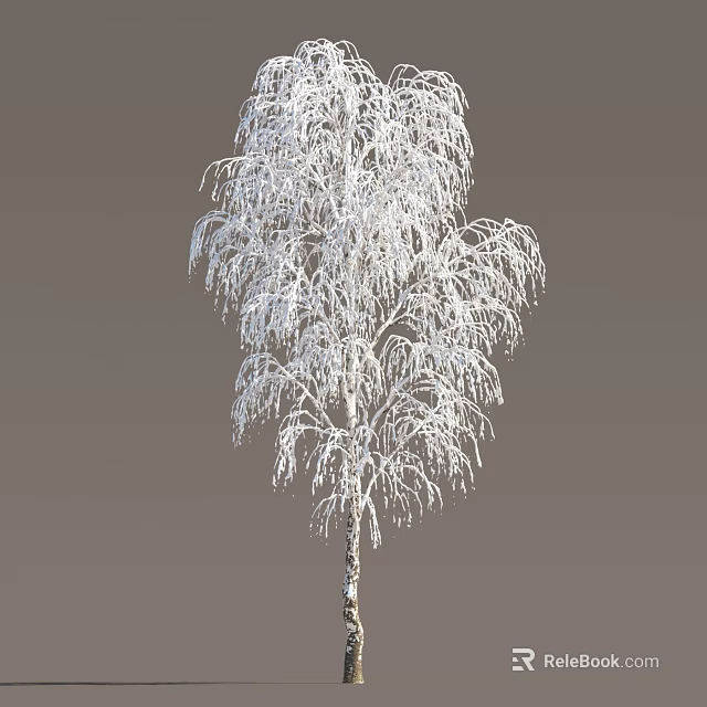Snow Covered Arbor With Icy Hanging Branches And White Brown Trunk 3d model 