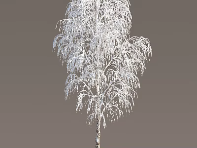 Snow Covered Arbor With Icy Hanging Branches And White Brown Trunk 3d model