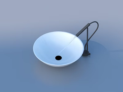Sleek White Round Washbasin With Black Faucet Modern Bathroom Design 3d model