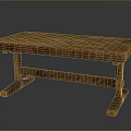 Rustic Wooden Dining Table with Natural Wood Grain Top and Crossed Sturdy Wooden Legs