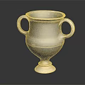 Ancient Terracotta Vase With Two Handles And White Base Worn Surface 3d model