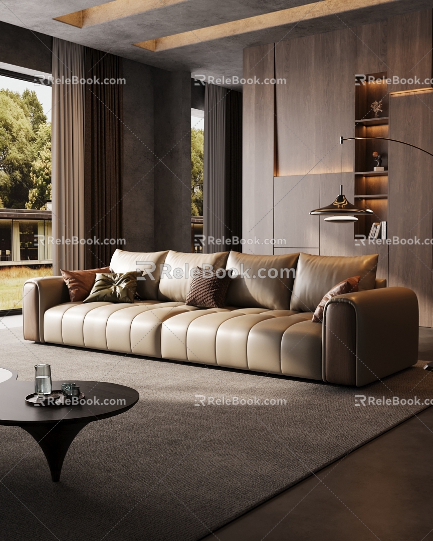 Italian Light Luxury Minimalist Living Room 3d model