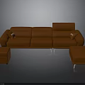 Modern Orange Sofa Set With Two Matching Ottomans And Decorative Pillows