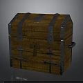 Vintage Wooden Chest Design With Metal Straps Cross Symbols And Latches