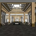 New Chinese Lobby Hotel Lobby Hotel Lobby Hotel Lobby Hotel Reception Area Reception VIP Waiting Area Reception Background Wall 3d model
