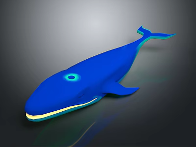 Blue Whale 3D Model Digital Rendering With Circular Eye And Yellow Mouth 3d model