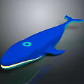 Blue Whale 3D Model Digital Rendering With Circular Eye And Yellow Mouth 3d model
