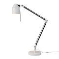Modern Adjustable Desk Lamp with White Shade and Chrome Metal Arm for Home Office