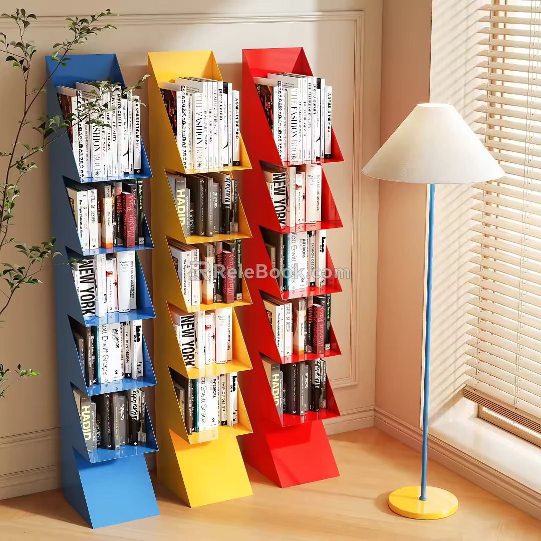 Memphis Bookshelf Storage Rack 3d model