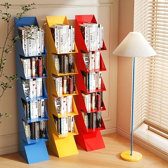 Memphis Bookshelf Storage Rack 3d model