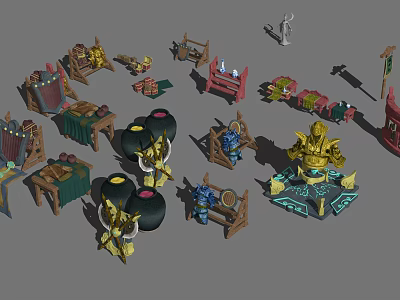 3D Game Props Collection With Various Furniture Decorations And Character Models 3d model