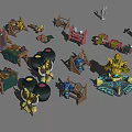 3D Game Props Collection With Various Furniture Decorations And Character Models