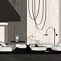 Modern Duplex Living Room With High Ceiling Large Windows Circular Chandelier And Neutral Sofa