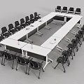 Modern Conference Table And Chair Set With White Top Black Seats For Office Meetings