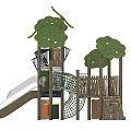 Observation Deck Sightseeing Tower Wooden House Customized Paradise Development Paradise Amusement Park Children's Amusement Park Playground Combination Function Slide Amusement Scoot 3d model