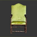 Elegant Green Velvet Lounge Chair With Wooden Arms And Vintage Design