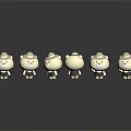 Multiple Cartoon Dolls With Hats And Outfits On Black Background With Reflections