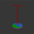 Detailed Electric Power Transmission Tower Model With Metallic Frame On White Circular Base