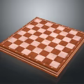 Wooden Square Chessboard With Red Brown And Light Checkerboard Pattern And Brown Border