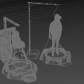 Immersive Virtual Reality Platforms with Standing User Wearing Headset Screen Mechanical Arm and Mic Stand