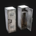 Industrial Style Silver Metal Wardrobe With Open Door And Interior Storage Space