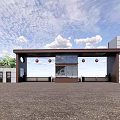 Royal Entrance Gate Featuring Modern Brown Structure Red Lanterns And Glass Door