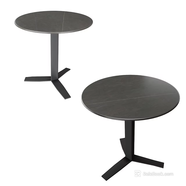 Elegant Modern Round Black Dining Table with Crossed Legs Sturdy Design 3d model