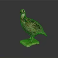 Flying Animal Quail With Striped Feathers Standing On Wooden Base Against Dark Background